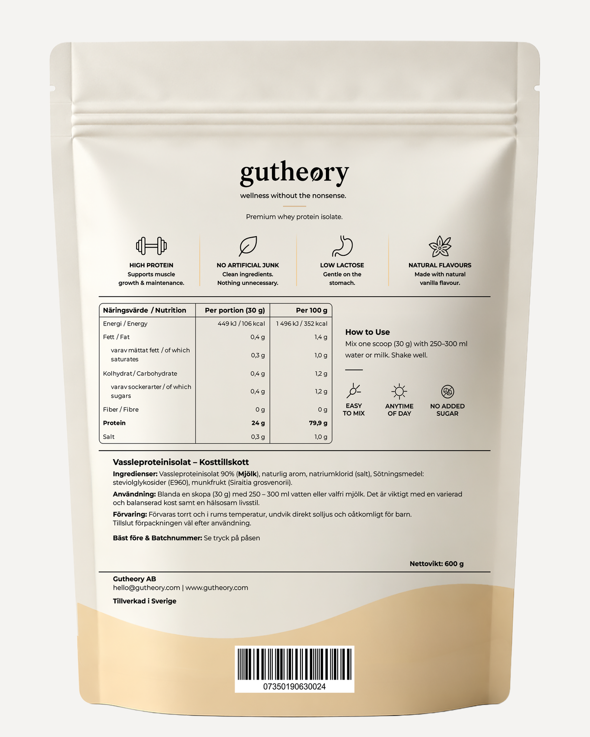 Vassleprotein Isolat 90% – Vanilj
